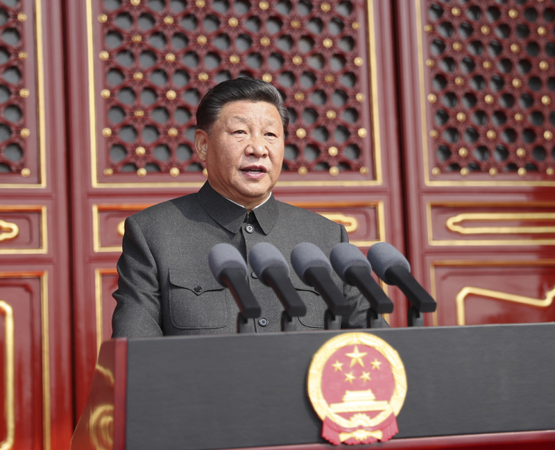 10月1日上午，慶祝中華人民共和國成立70周年大會在北京天安門廣場隆重舉行。中共中央總書記、國家主席、中央軍委主席習(xí)近平發(fā)表重要講話。